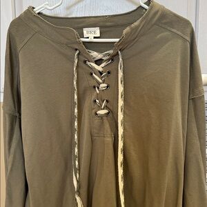 BKE Khaki Lace-Up Top
